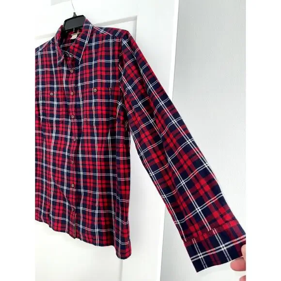 Duluth Trading Plaid Flannel Shirt Women’s XL Red/Blue - Picture 4 of 7